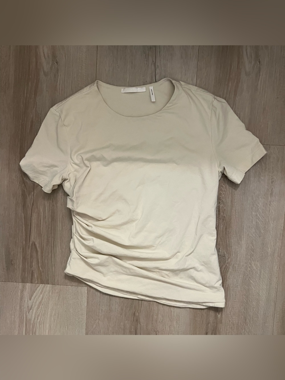 Helmut Lang Cream Short Sleeve Crewneck Tee
